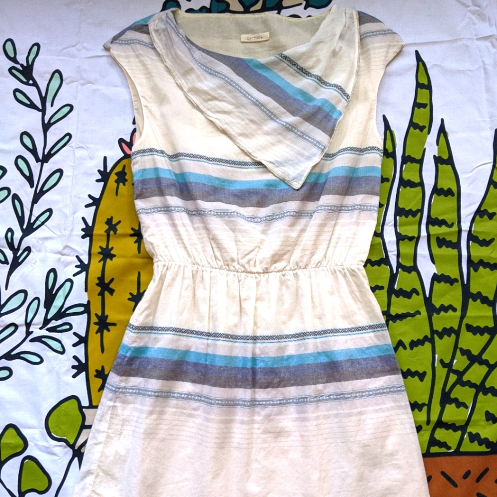 Sessun stripe yard dye midi dress White